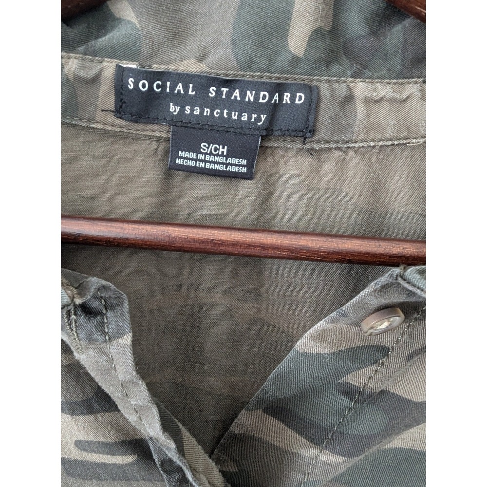 Social Standards By Sanctuary Womens Green Camo long Sleeve Shirt Size S‎ Tencel - Picture 4 of 7